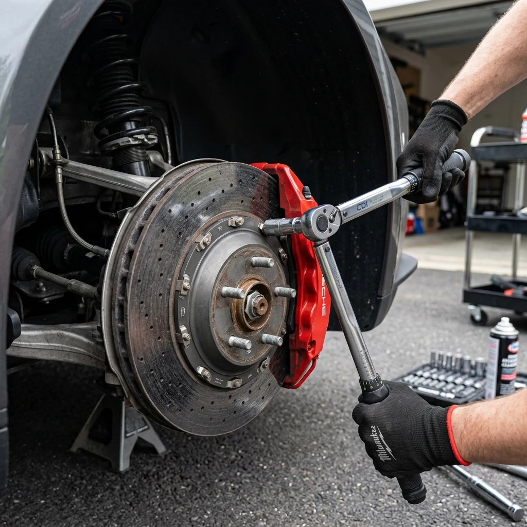 Brake repair close-up